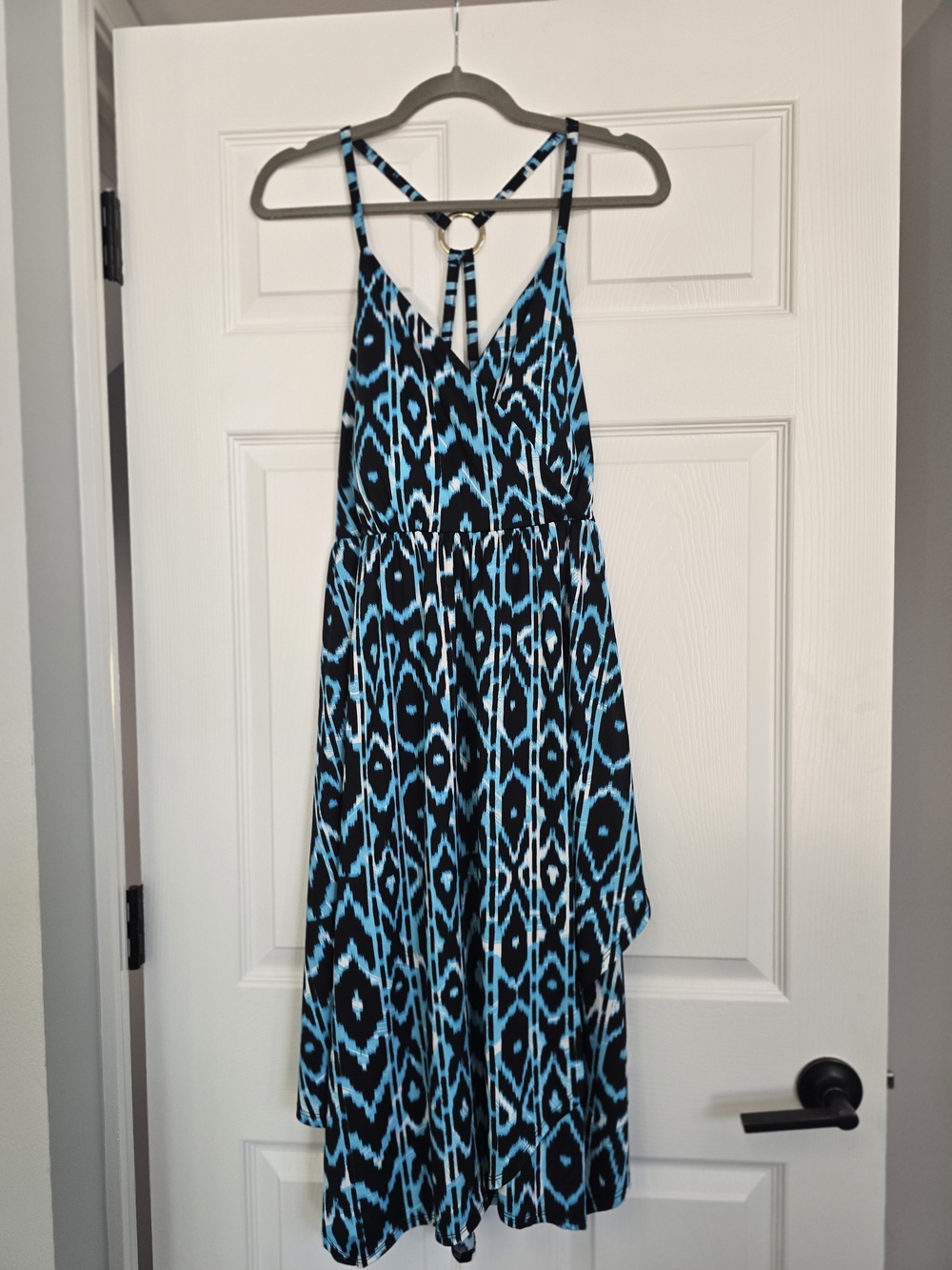 Blue Patterned One-Piece Dress
